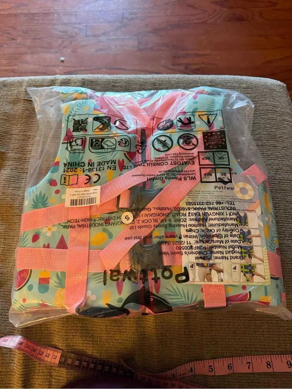 Kids Pink Tropical Swim Vest with Fruit Print